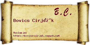 Bovics Cirjék névjegykártya